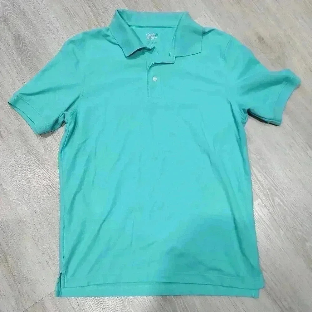 Croft & Barrow Men's Short Sleeve Collared Polo Shirt Aqua Blue Size Medium